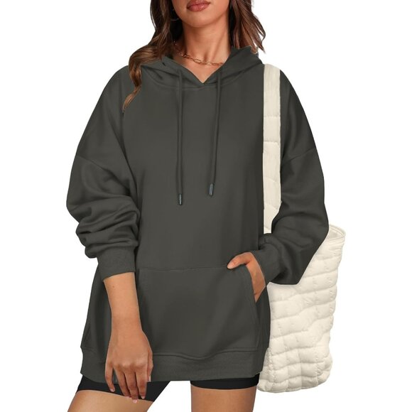 🆕 Women Grey Pullover Sweatshirts Long Sleeve Fall Winter Coat Fleece Hoodies - Picture 1 of 6